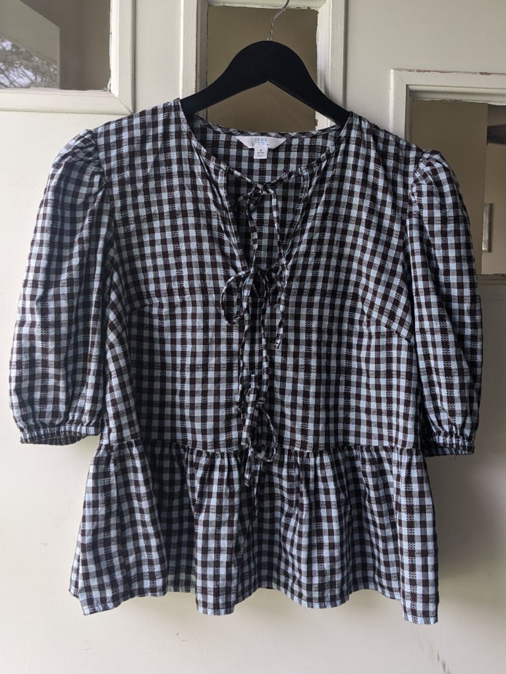 Gingham Peasant Blouse
